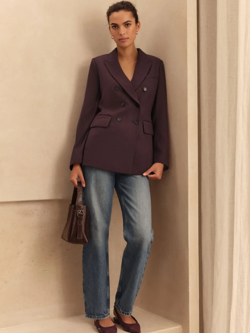 Violet - N.Premium Blazer en sergé de laine Mélange