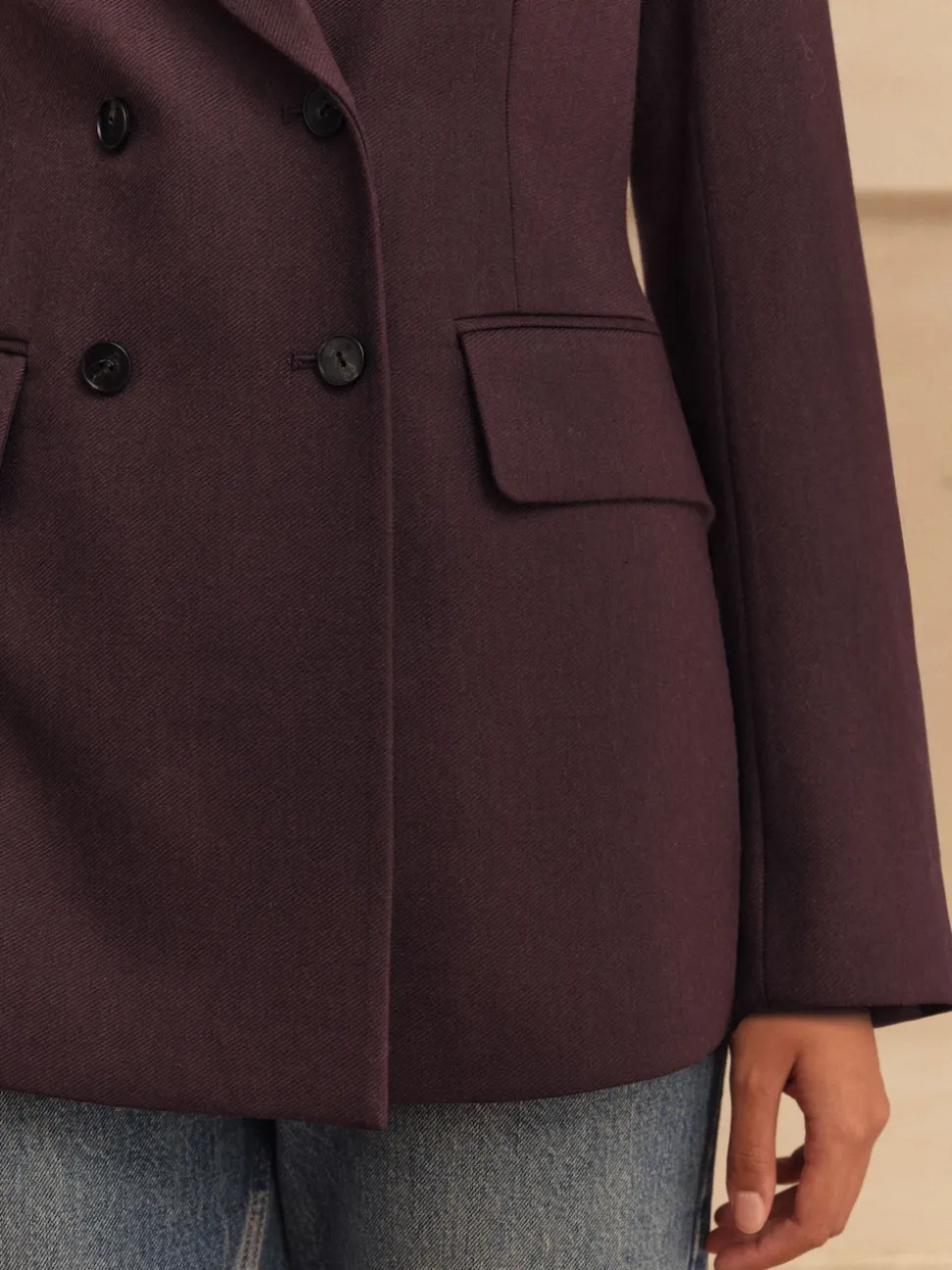 Violet - N.Premium Blazer en sergé de laine Mélange
