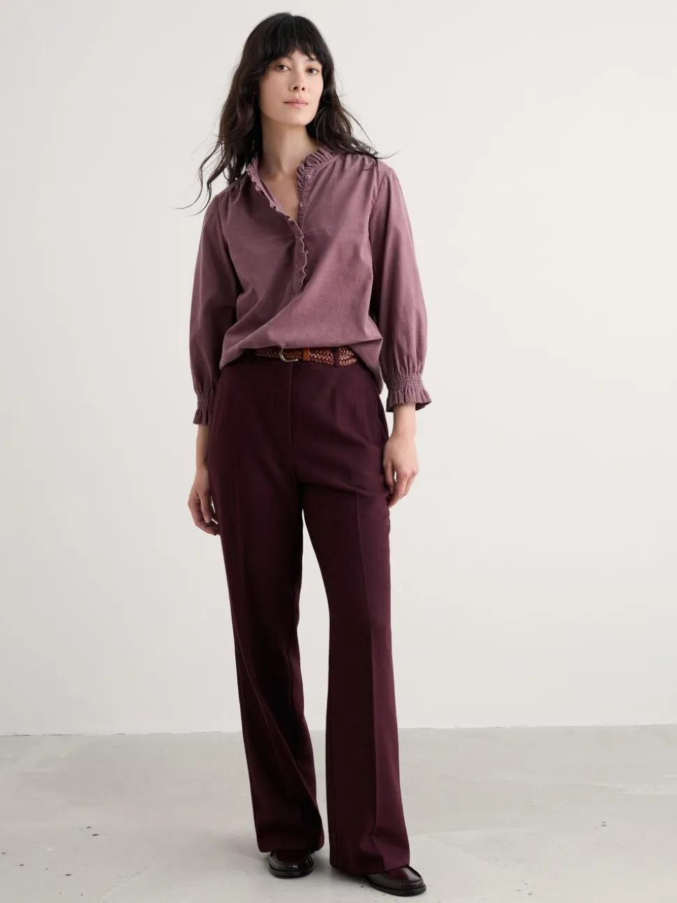 Violet - Pantalons de costume Seasalt Cornwall Lowena en laine, coupe droite