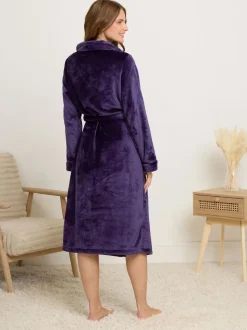 Violet - Peignoir M&Co à col châle à ruban