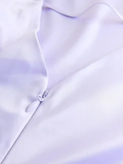 Violet lavande - Robe longue de demoiselle d’honneur en satin à col bénitier pour mariage
