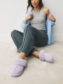 Violet lilas - Faux Fur Mule Slippers