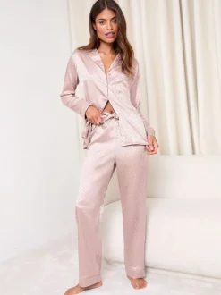 Violet lilas - Lipsy pyjama en satin imprimé à manches longues