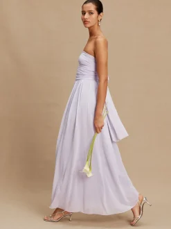 Violet lilas - Robe longue de demoiselle d’honneur multicolore en maille pour invitée de mariage