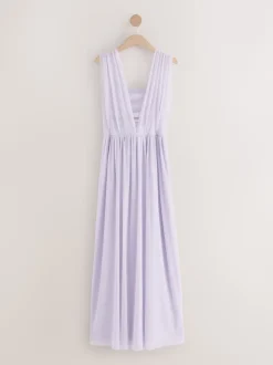 Violet lilas - Robe longue de demoiselle d’honneur multicolore en maille pour invitée de mariage