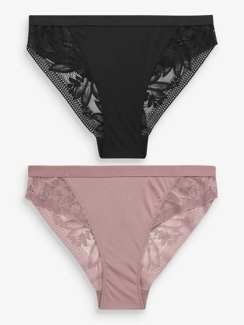 Violet Noir/mauve - Lot de 2 culottes en microfibre et dentelle