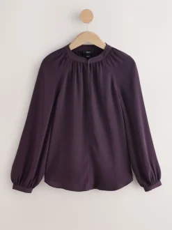 Violet prune - Chemisier manches longues à col V