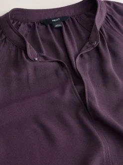 Violet prune - Chemisier manches longues à col V