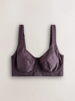 Violet prune - Soutien-gorge de sport DD+ sans rembourrage avec bonnet complet Dry Tech à impact élevé