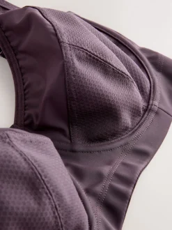 Violet prune - Soutien-gorge de sport DD+ sans rembourrage avec bonnet complet Dry Tech à impact élevé