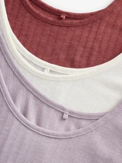 Violet rouille/Cream/mauve - Lot de 3 gilets côtelés à bretelles et col rond