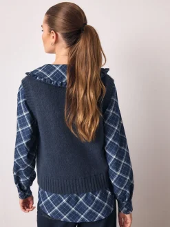 Vérification bleue - Débardeur en maille à col volanté