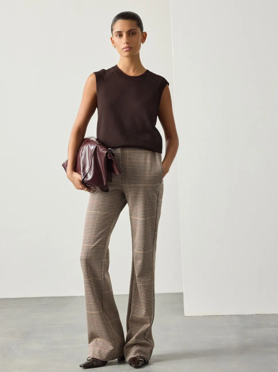 Vérification Brown - Pantalon évasé en maille point de Rome