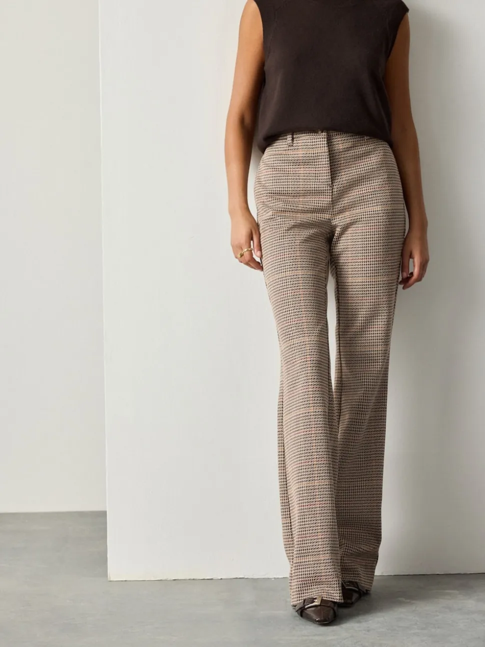 Vérification Brown - Pantalon évasé en maille point de Rome