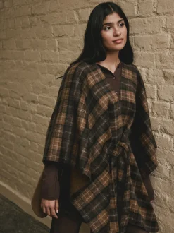 Vérification Brown - Poncho cape enveloppant sur le devant