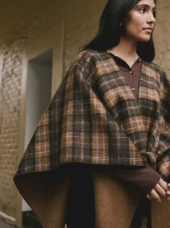 Vérification Brown - Poncho cape enveloppant sur le devant