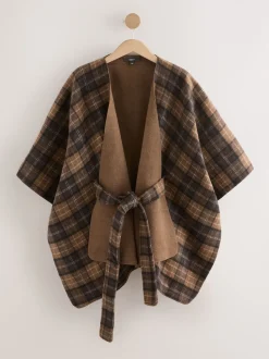 Vérification Brown - Poncho cape enveloppant sur le devant