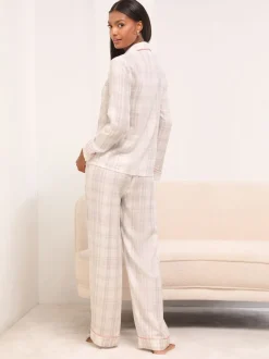 Vérification grise - Ensemble de pyjama tissé à manches longues Lipsy