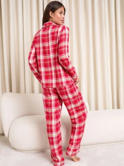 Vérification rouge - Ensemble de pyjama tissé à manches longues Lipsy