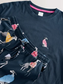 Whippet bleu marine - Pyjama en jersey à manches courtes