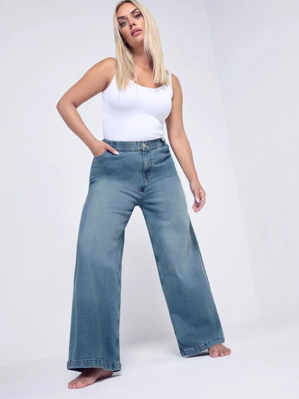 Yours Curve Ample Pull On Puddle Jeans