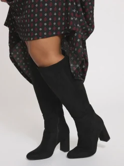 Yours Curve Bottes/Bottines montante au genou à talons Coupe ample