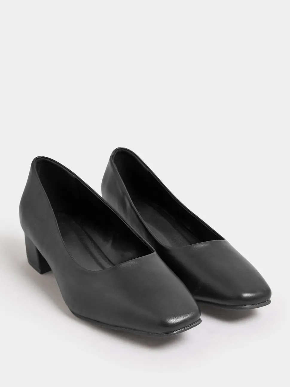 Yours Curve Chaussures de cour en similicuir à talon carré en taille EEE extra large