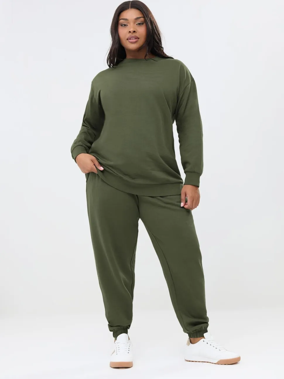 Yours Curve Ensemble sweat-shirt à col ras du cou & joggings à poignets