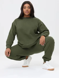 Yours Curve Ensemble sweat-shirt à col ras du cou & joggings à poignets