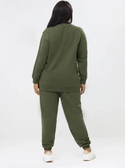 Yours Curve Ensemble sweat-shirt à col ras du cou & joggings à poignets