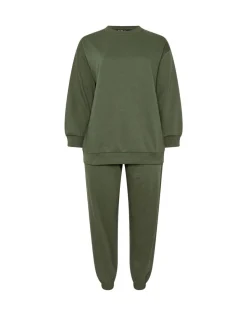 Yours Curve Ensemble sweat-shirt à col ras du cou & joggings à poignets