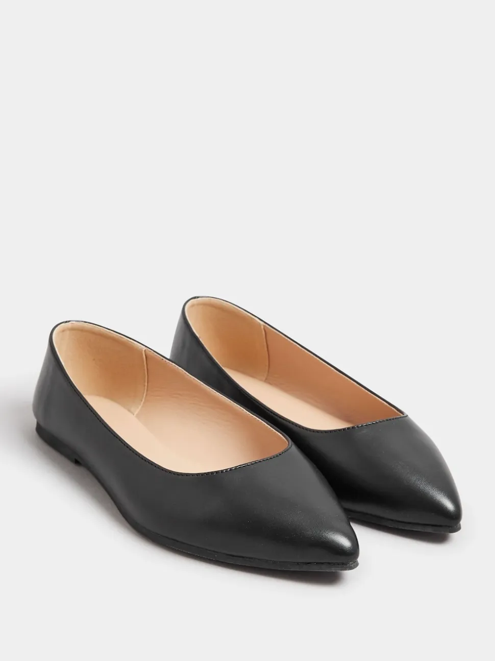 Yours Curve Extra Coupe large Chaussures plates Point PU Chaussures