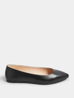 Yours Curve Extra Coupe large Chaussures plates Point PU Chaussures