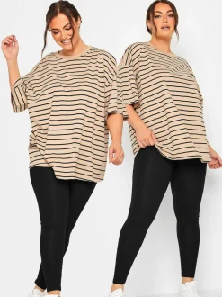 Yours Curve lot de 2 leggings essentiels en coton