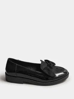 Yours Curve Mocassins vernis à nœud coupe extra large