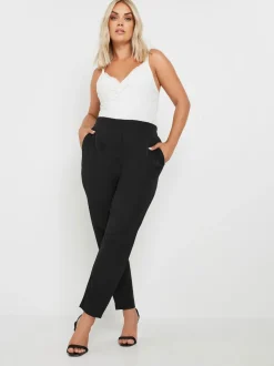 Yours Curve Pantalons de travail à taille décolletée