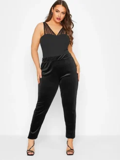 Yours Curve Velvet Pantalons de travail