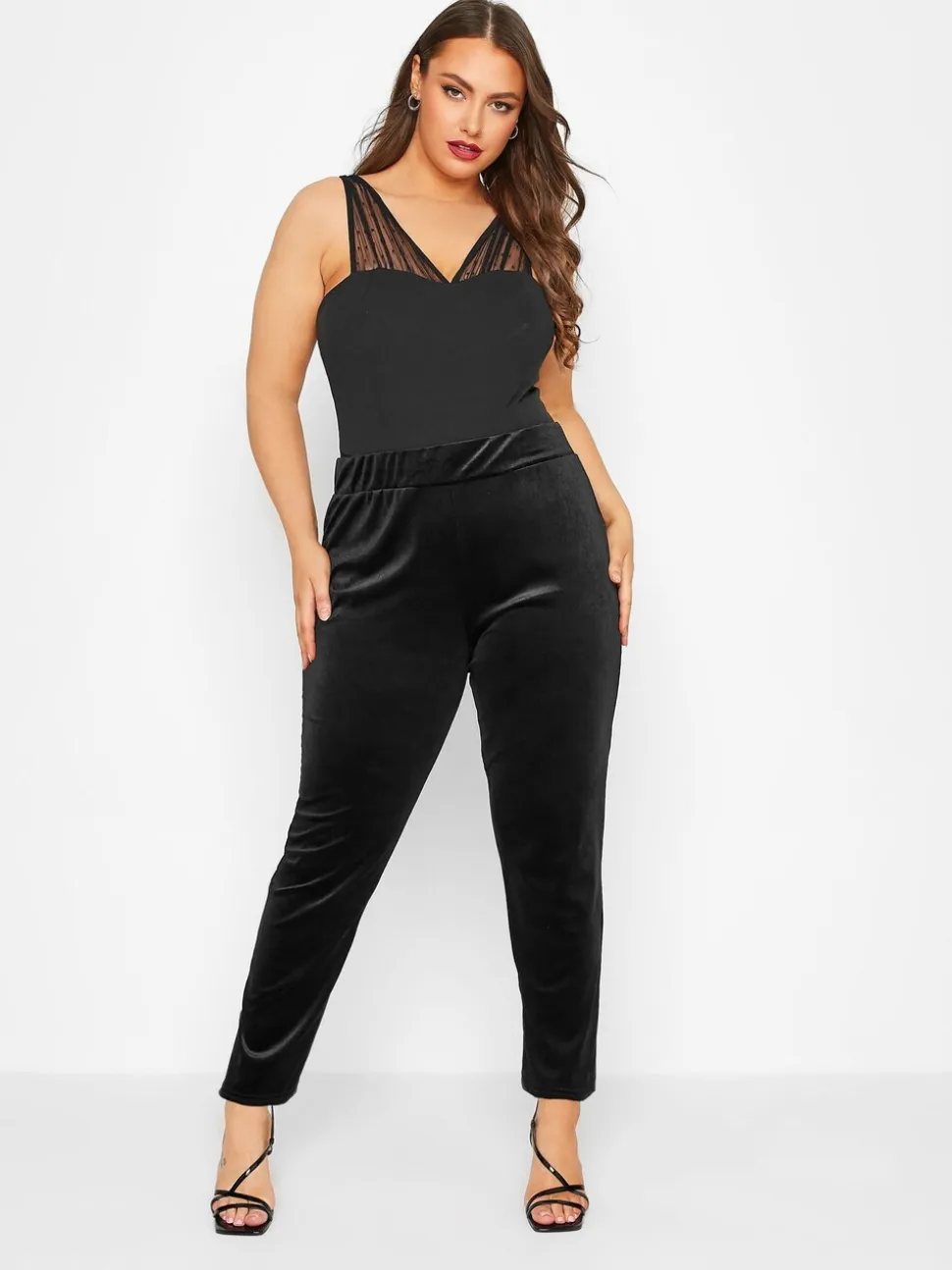 Yours Curve Velvet Pantalons de travail