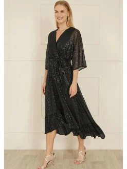 Yumi Sequin Kimono Mi-long Robe enveloppante