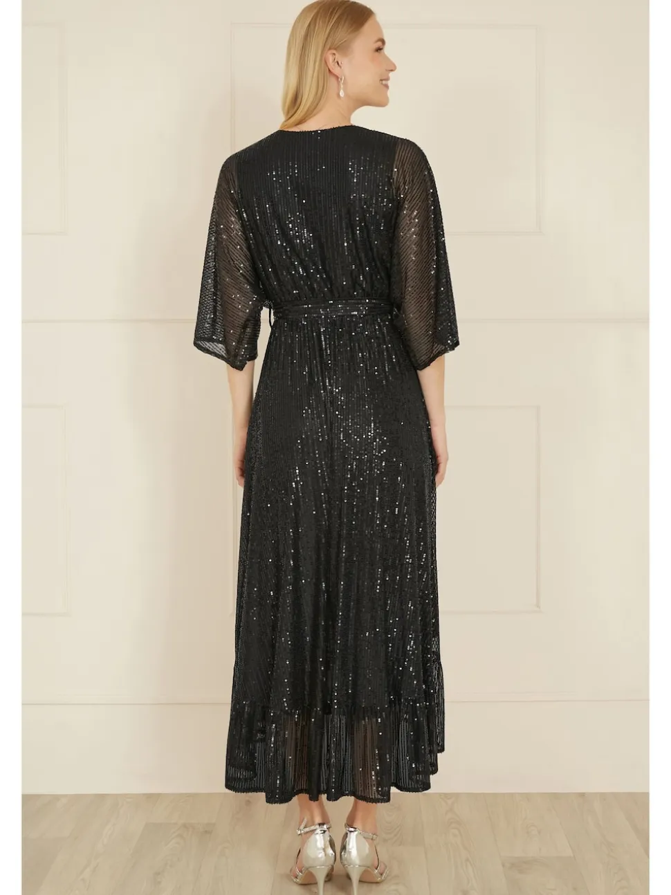 Yumi Sequin Kimono Mi-long Robe enveloppante