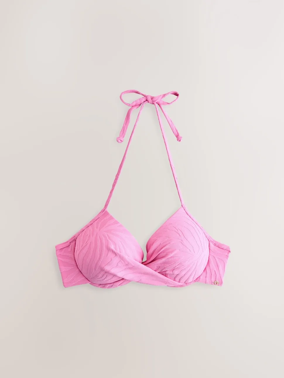 Zèbre rose texturé - Haut de bikini rembourré plongeant avec armatures rembourré