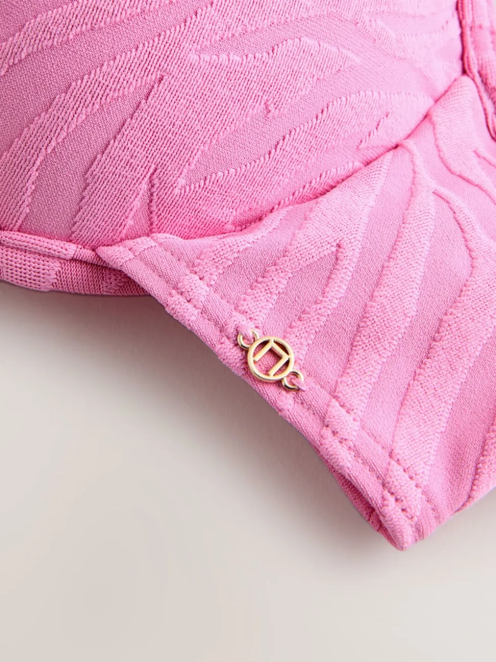 Zèbre rose texturé - Haut de bikini rembourré plongeant avec armatures rembourré